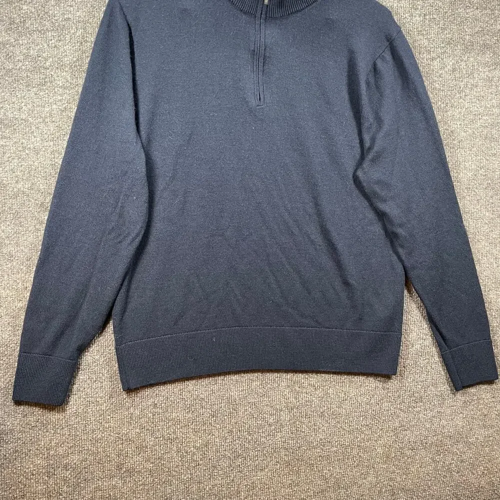 J. Crew 1/2 Zip Merino Wool Pullover Sweater Men's Large Blue Casual